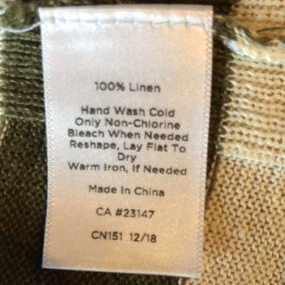 Talbots Women's Small Cardigan Olive/ White Stripe L/S Open Knit Linen NWOT - Picture 13 of 13